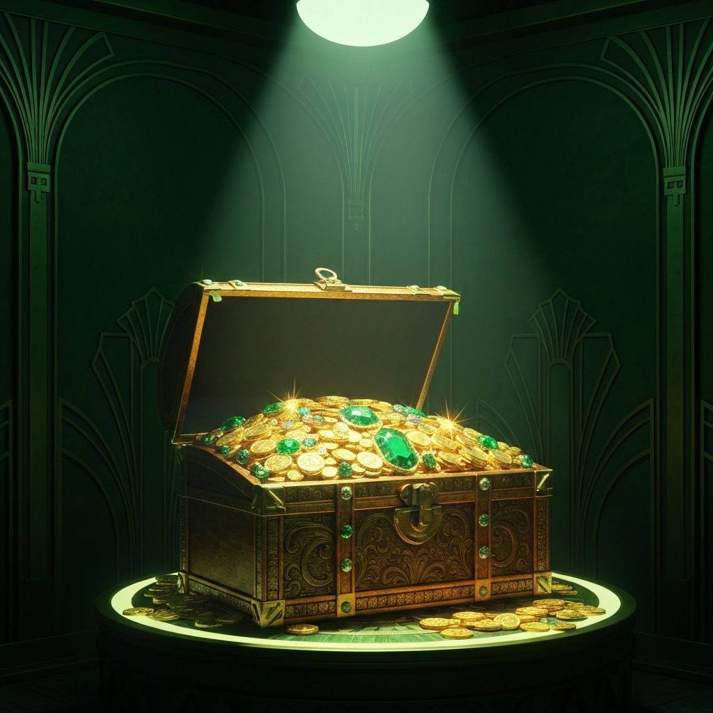 Skrzynka skarbów ze złotymi monetami